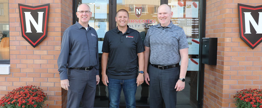 Tyler Frederiksen (Norsemen Realty) with Rick Schreier and Erik Oleson